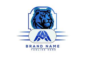 un m tigre logo bleu conception. vecteur logo conception pour entreprise.