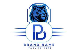 pb tigre logo bleu conception. vecteur logo conception pour entreprise.