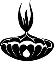 une noir et blanc logo de une fleur avec une flamme vecteur
