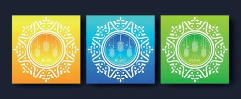 modèle de carte de ramadan kareem coloré vecteur