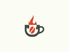 logo café avec flamme vecteur icône illustration, logo modèle