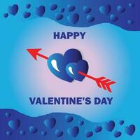 gratuit vecteur Valentin souhaitant carte conception avec double bleu cœurs avec rouge La Flèche sur bleu Contexte