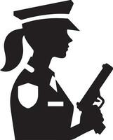 minimal police icône vecteur silhouette, blanc arrière-plan, remplir avec noir 4