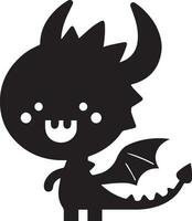 minimal marrant personnage, dragon vecteur silhouette, noir Couleur silhouette, blanc Contexte sept