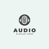 l'audio logo conception, dans monochrome, plat style, noir et blanc vecteur