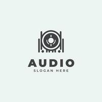 l'audio logo conception, dans monochrome, plat style, noir et blanc vecteur