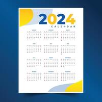 2024 Nouveau année calendrier disposition une parfait Bureau papeterie vecteur