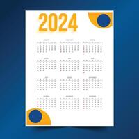 2024 bureau calendrier disposition pour Bureau ou affaires utilisation vecteur