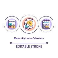 icône de concept de calculatrice de congé de maternité vecteur
