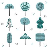 Jeu d&#39;arbres dessinés à la main vector