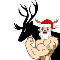 Père Noël illustration spectacles une musclé bras avec le âme de une renne vecteur
