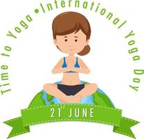 bannière de la journée internationale du yoga le 21 juin avec une femme faisant des exercices de yoga vecteur