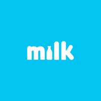 Un logo simple et mignon pour la marque de lait de vache. Illustration de plat vecteur