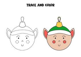 trace et boule de Noël de dessin animé de couleur. feuille de travail pour les enfants. vecteur