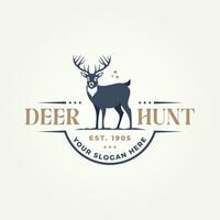 moderne cerf chasse icône logo modèle vecteur illustration conception. minimaliste chasse, faune, en plein air aventure logo concept