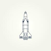 isolé espace fusée icône logo modèle vecteur illustration conception. ancien futuriste, espace, innovation ligne art icône logo concept