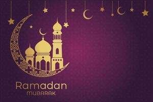 eid mubarak salutation carte avec mosquée et or Contexte vecteur