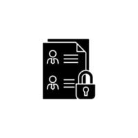 icône de glyphe noir de protection des données des employés vecteur