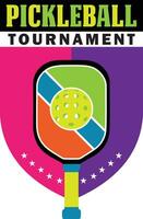 coloré vecteur conception avec blanc Contexte pour pickleball tournoi. dans lequel vous pouvez Éditer le couleur. le tournoi logo est une pro vecteur pour joueurs, des gamins et des familles.