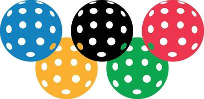 cinq coloré pickleball vecteur. il est décoré dans le olympique logo style. vous pouvez décorer comme vous souhait. vecteur