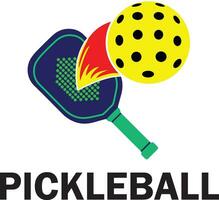 coloré pickleball chauve souris et en volant Balle vecteur. vous pouvez changement ses Couleur et texte. vecteur