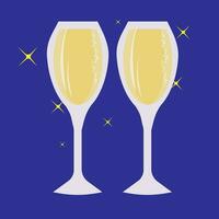 verre de Champagne, pétillant vin, Nouveau année, vacances, amusant, griller, Nouveau années veille vecteur