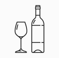 boisson de du vin et verre isolé contour icône vecteur