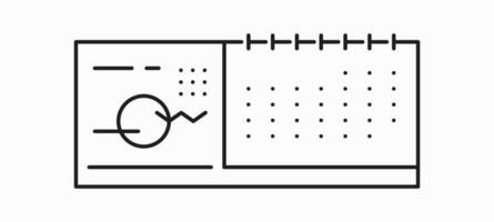 bureau ou table spirale calendrier contour icône vecteur