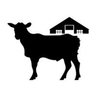 ferme animaux dans silhouette, les terres agricoles silhouette paysage vecteur illustration.