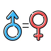 ensemble d'icônes de couleur d'égalité des sexes vecteur