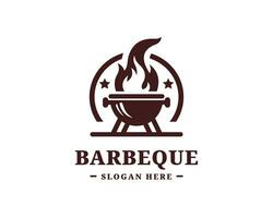 barbecue barbecue logo conception. le fourneau ou four avec Feu flamme restaurant logo vecteur