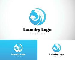 blanchisserie logo Créatif l'eau laissez tomber vêtements nettoyer affaires cercle vague vecteur