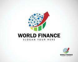 monde la finance logo Créatif La technologie relier croissance diagramme symbole La Flèche investissement vecteur