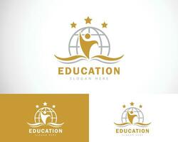 éducation logo Créatif monde gens intelligent Succès livre icône conception concept vecteur