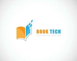 livre technologie logo Créatif conception concept pixel éducation La technologie vecteur