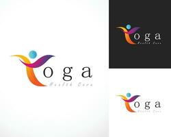 yoga logo Créatif gens abstrait Couleur pente signe symbole sport centre santé se soucier vecteur