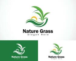 la nature herbe logo Créatif feuille Soleil conception concept jardin agriculteur vecteur