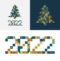 Nouvel an 2022 divers signe inhabituel pour la décoration de l'événement 2022, graphique mignon, concept d'emblème créatif pour bannière, brochure, flyer, calendrier, carte de voeux, invitation à l'événement. logo vectoriel isolé.