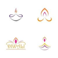illustration de logo vectoriel sur le thème de la célébration traditionnelle du joyeux diwali
