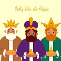 content Trois rois journée carte. vecteur illustration de Trois rois porter cadeaux à Jésus Christ.