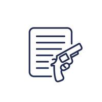 pistolet Licence ou permis ligne icône vecteur