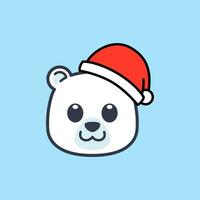 polaire ours portant Père Noël chapeau illustration vecteur
