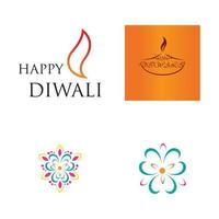 illustration de logo vectoriel sur le thème de la célébration traditionnelle du joyeux diwali