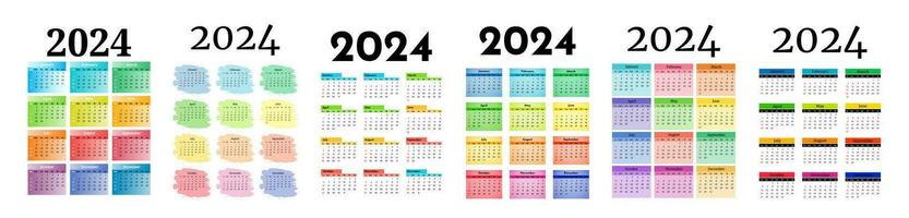 calendrier pour 2024 isolé sur une blanc Contexte vecteur