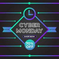 promotion de publication sur les réseaux sociaux de vente cyber lundi dégradé lumineux vecteur