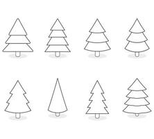 Noël ligne arbre collection pour vacances conception. Noël arbre vecteur doubler, linéaire Noël décoration illustration