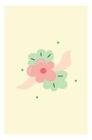 griffonnage printemps carte postale avec rose fleur. mignonne et chaud style fond d'écran. vecteur