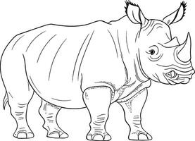 rhinocéros main tiré vecteur illustration. parfait pour projets en relation à faune, safari aventures, et africain thèmes. ai généré illustration.