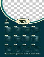calendrier conception 2024, unique conception, minimaliste conception vecteur