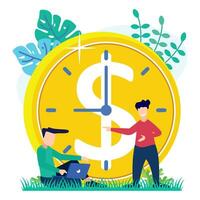 illustration vectorielle personnage de dessin animé graphique du temps c'est de l'argent vecteur